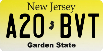 NJ license plate A20BVT