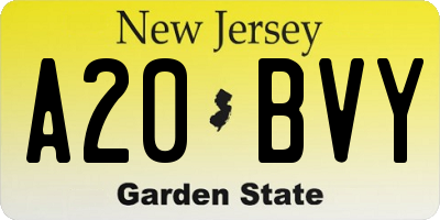 NJ license plate A20BVY