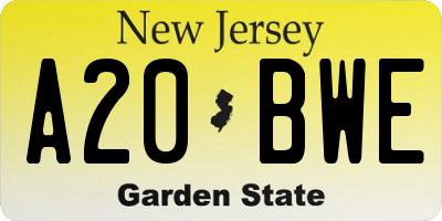 NJ license plate A20BWE