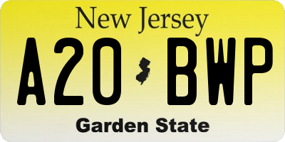 NJ license plate A20BWP