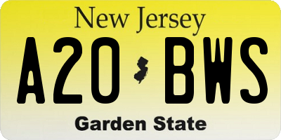 NJ license plate A20BWS