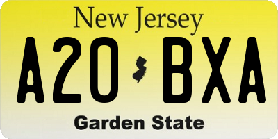 NJ license plate A20BXA