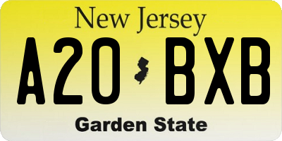 NJ license plate A20BXB