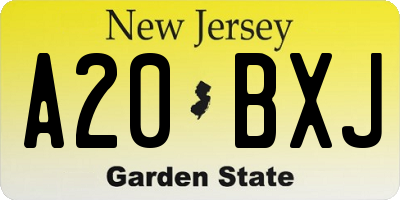 NJ license plate A20BXJ