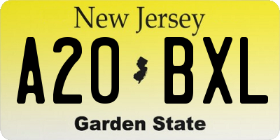 NJ license plate A20BXL
