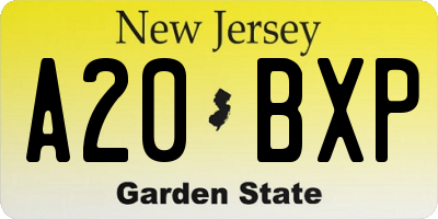 NJ license plate A20BXP