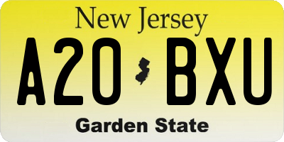 NJ license plate A20BXU