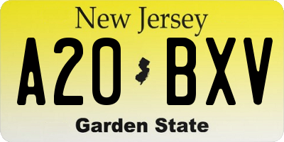 NJ license plate A20BXV