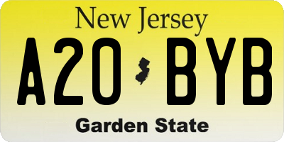 NJ license plate A20BYB
