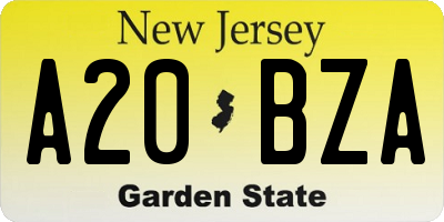 NJ license plate A20BZA