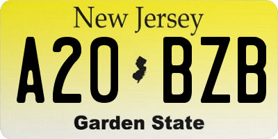 NJ license plate A20BZB