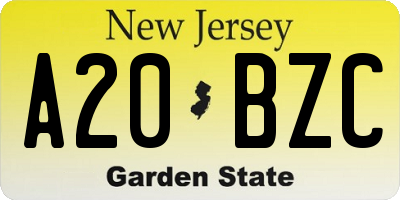 NJ license plate A20BZC
