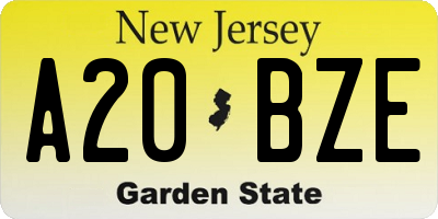 NJ license plate A20BZE