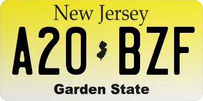 NJ license plate A20BZF