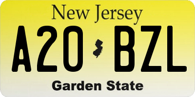 NJ license plate A20BZL