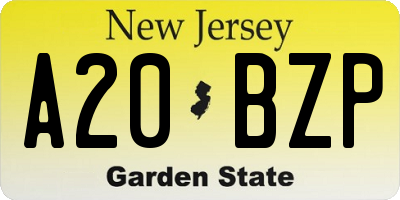 NJ license plate A20BZP