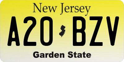 NJ license plate A20BZV