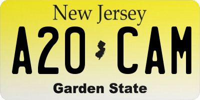 NJ license plate A20CAM