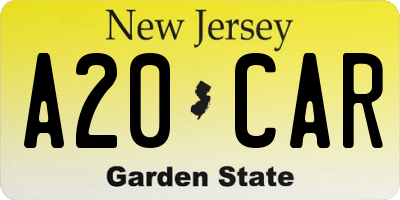 NJ license plate A20CAR