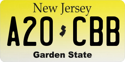 NJ license plate A20CBB