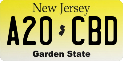 NJ license plate A20CBD