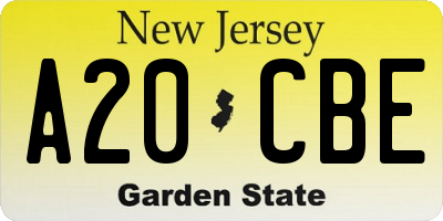 NJ license plate A20CBE
