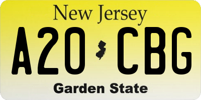 NJ license plate A20CBG