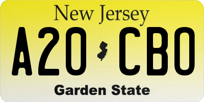 NJ license plate A20CBO