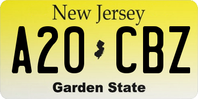 NJ license plate A20CBZ