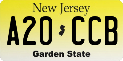 NJ license plate A20CCB
