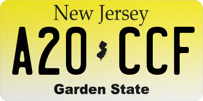 NJ license plate A20CCF
