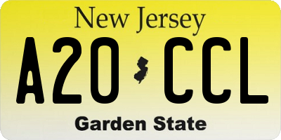 NJ license plate A20CCL