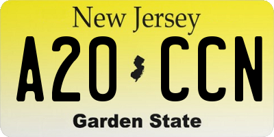 NJ license plate A20CCN