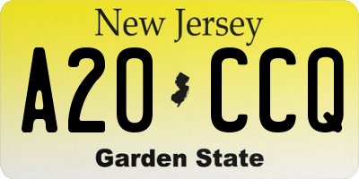 NJ license plate A20CCQ