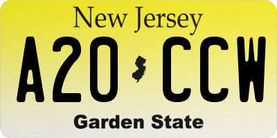 NJ license plate A20CCW