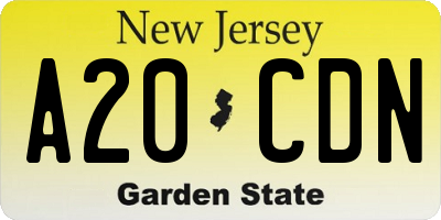 NJ license plate A20CDN