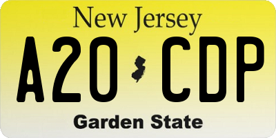NJ license plate A20CDP