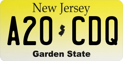 NJ license plate A20CDQ