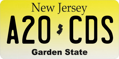 NJ license plate A20CDS
