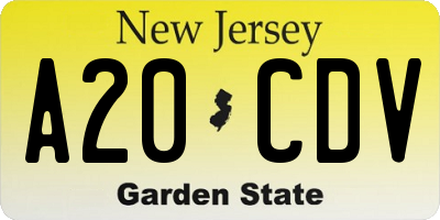 NJ license plate A20CDV