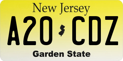 NJ license plate A20CDZ