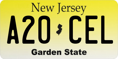 NJ license plate A20CEL