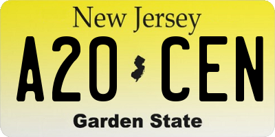 NJ license plate A20CEN
