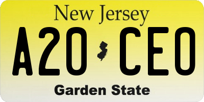 NJ license plate A20CEO