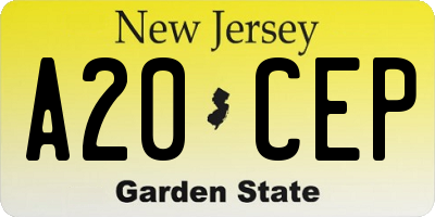 NJ license plate A20CEP