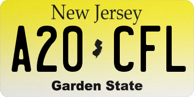 NJ license plate A20CFL