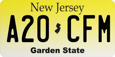 NJ license plate A20CFM