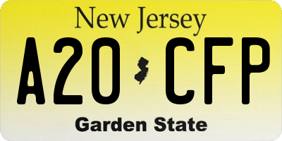 NJ license plate A20CFP