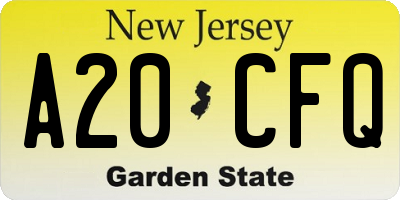 NJ license plate A20CFQ