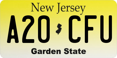 NJ license plate A20CFU